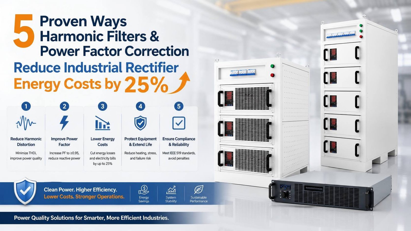 5 Proven Ways Harmonic Filters & Power Factor Correction Reduce Industrial Rectifier Energy Costs by 25%