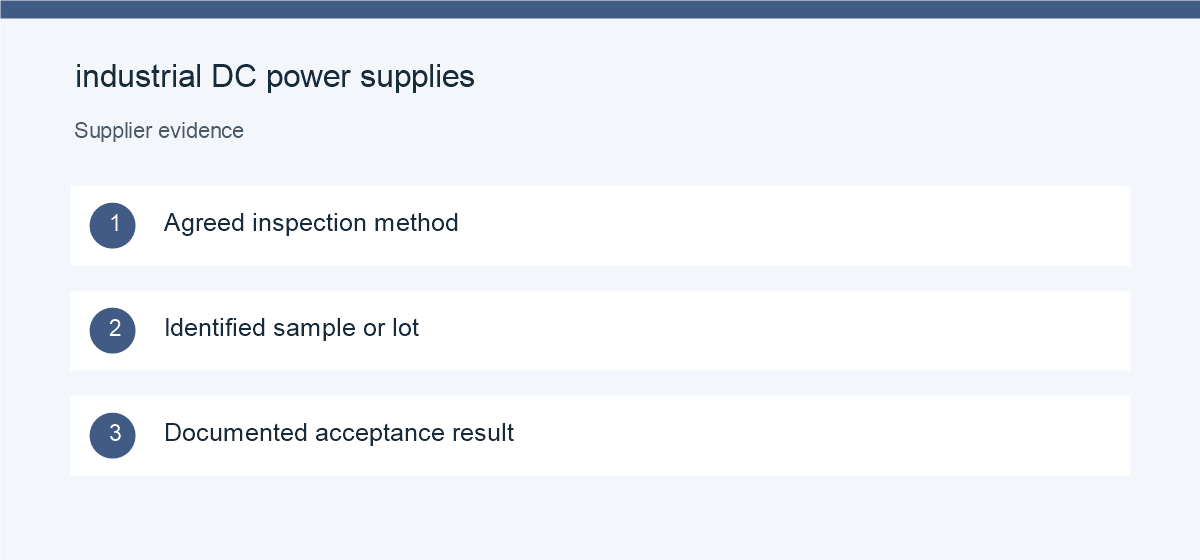 Evidence checklist for industrial DC power supplies