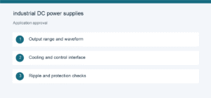 Application checks for industrial DC power supplies
