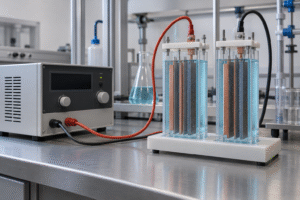 Electrolysis DC power supplies for copper recovery from lactate rinse pilot cells — equipment application illustration